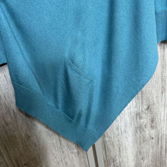 Ted Baker Wrap Cardigan Teal Color Silk and Angora Pockets Long Sleeves Size 4 - Picture 4 of 10
